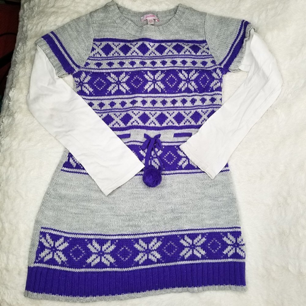 4/$25 Grane Girls Purple Gray Sweater Dress